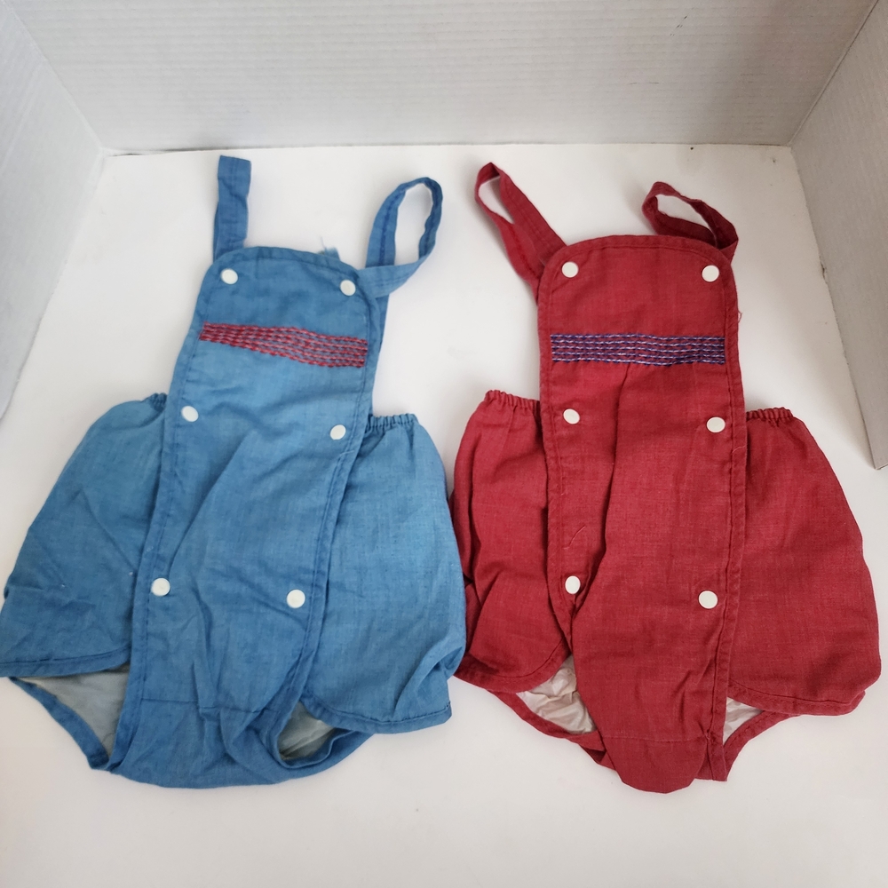 Vintage 1980's Lily Kids brand romper size 1.5 years Blue and Red Baby Rompers